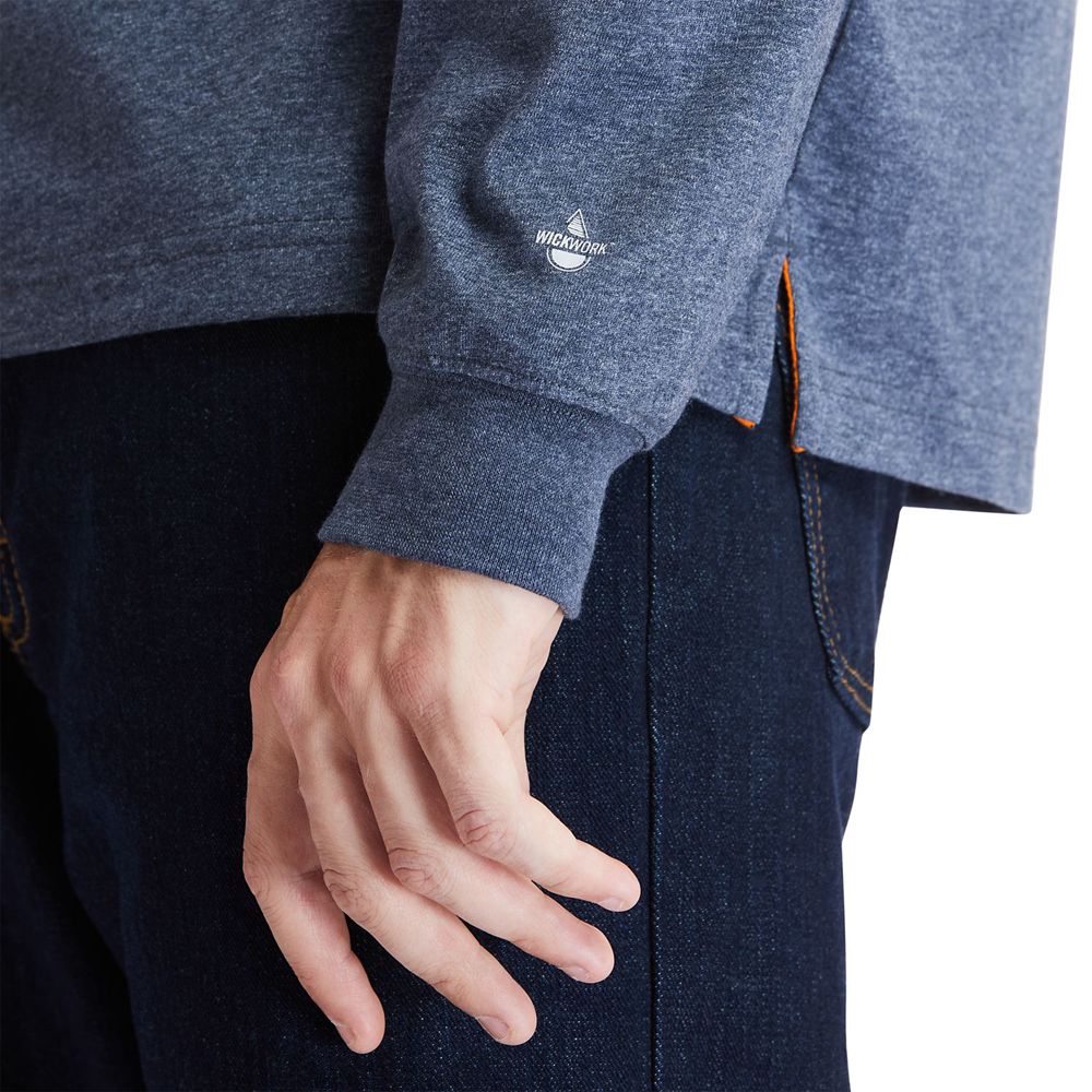 Camisetas Masculino - Timberland Pro® Big & Tall Base Plate Long-Sleeve Wicking - PIXAG3204 - Azul M